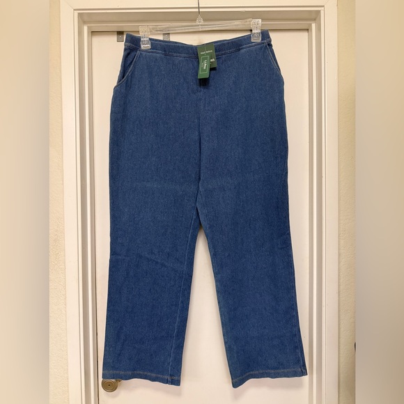 L.L. Bean Perfect Fit Pants, Denim Straight-Leg - size petite L - stonewashed - Picture 2 of 7
